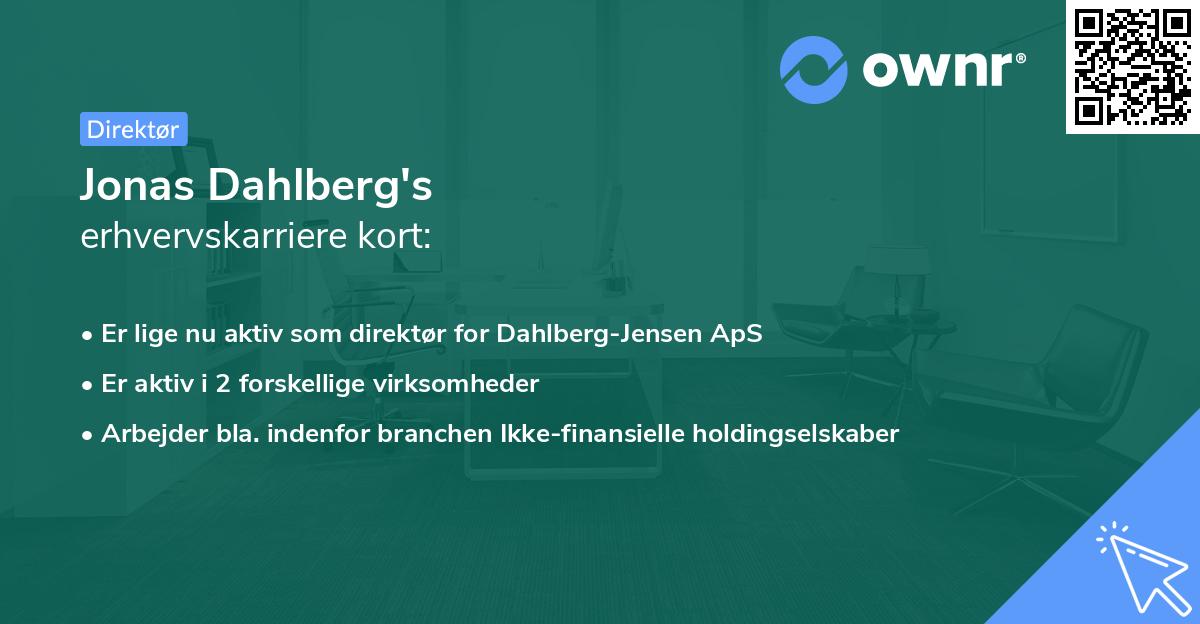 Jonas Dahlberg's erhvervskarriere kort