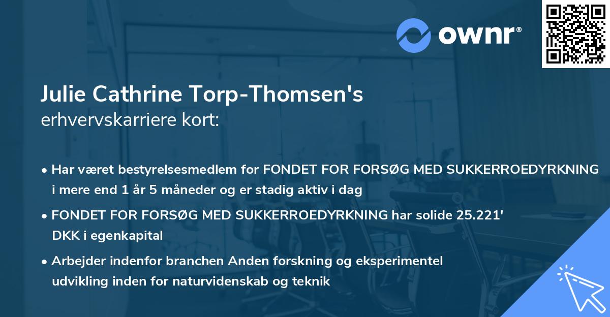 Julie Cathrine Torp-Thomsen's erhvervskarriere kort