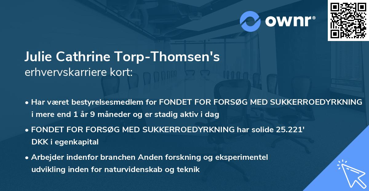 Julie Cathrine Torp-Thomsen's erhvervskarriere kort