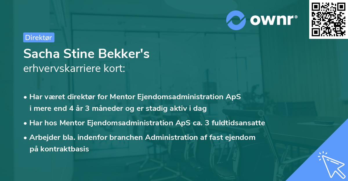 Sacha Stine Bekker's erhvervskarriere kort