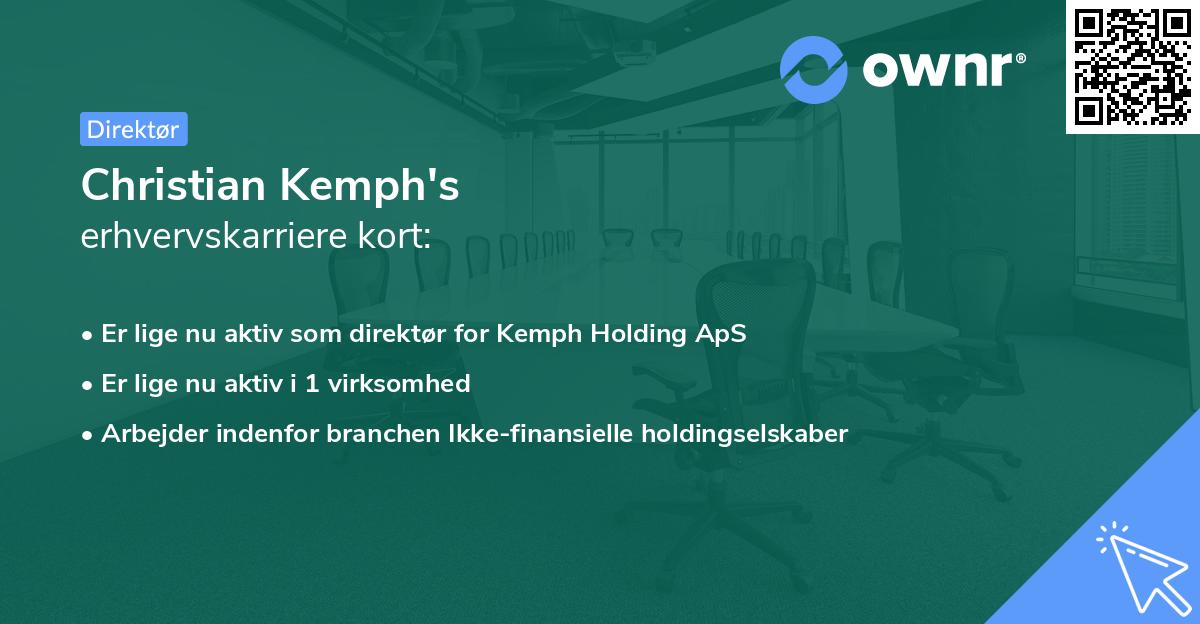 Christian Kemph's erhvervskarriere kort