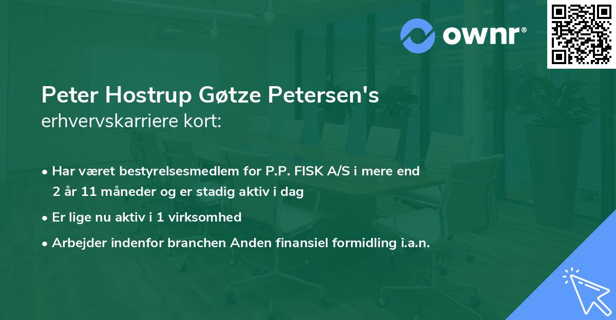 Peter Hostrup Gøtze Petersen's erhvervskarriere kort