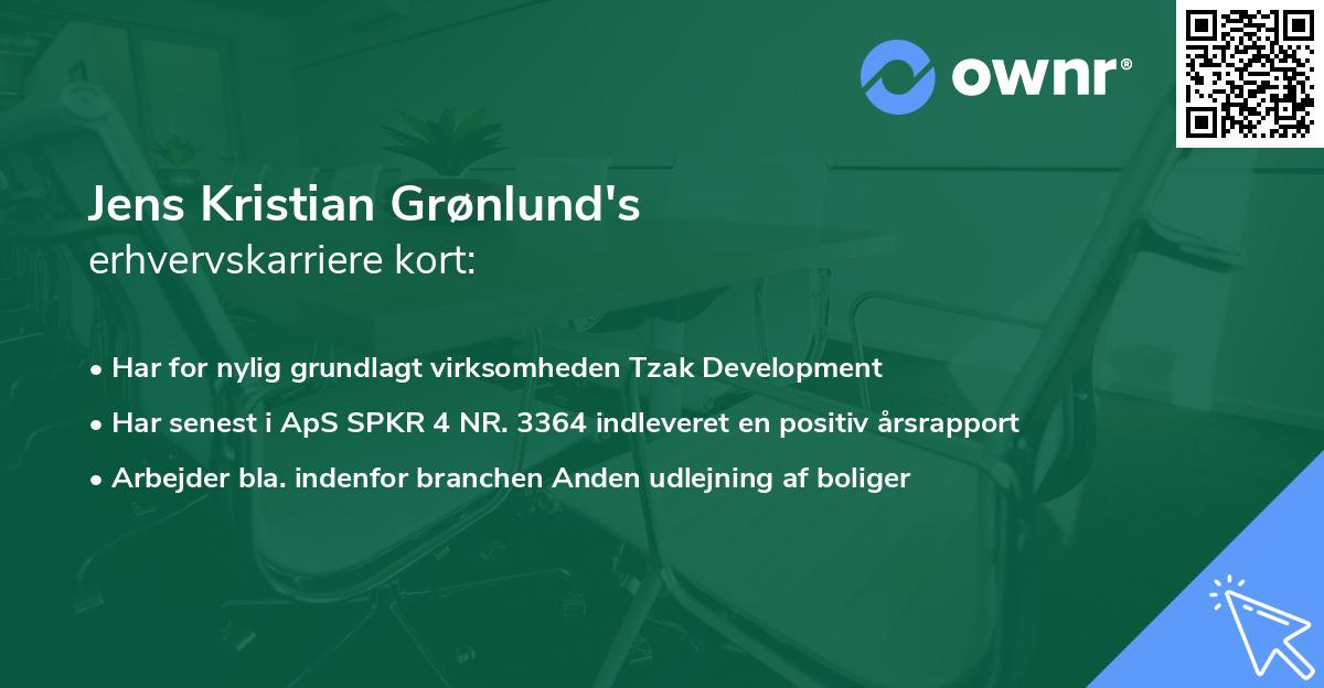 Jens Kristian Grønlund's erhvervskarriere kort