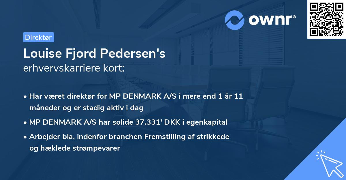 Louise Fjord Pedersen's erhvervskarriere kort