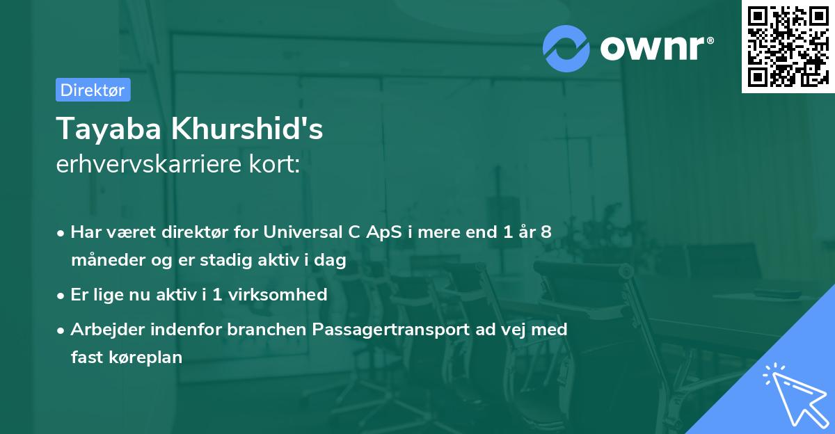 Tayaba Khurshid's erhvervskarriere kort