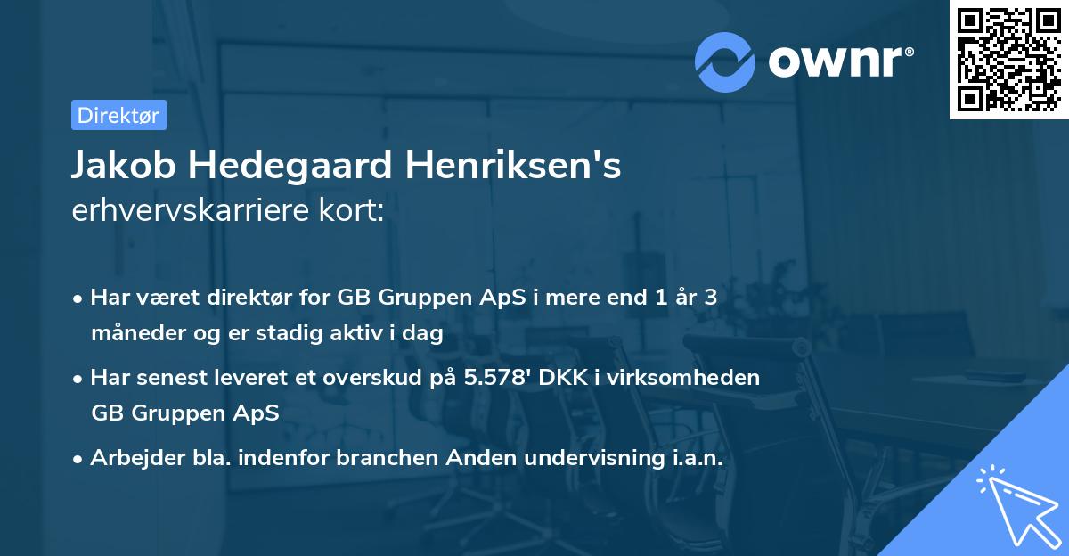 Jakob Hedegaard Henriksen's erhvervskarriere kort