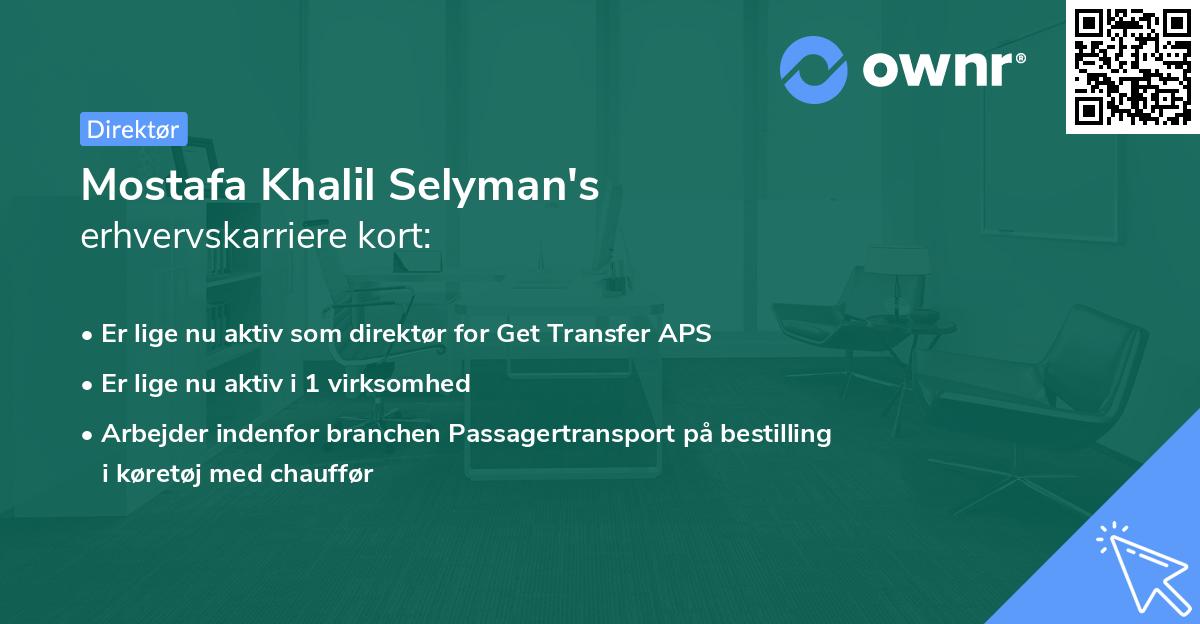 Mostafa Khalil Selyman's erhvervskarriere kort