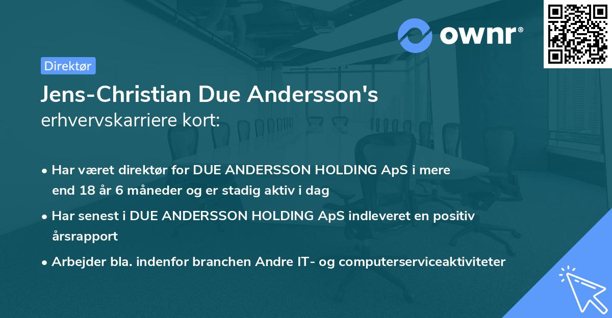 Jens-Christian Due Andersson's erhvervskarriere kort