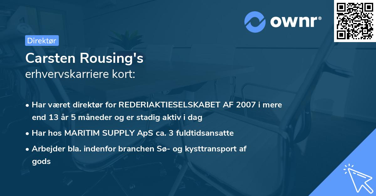 Carsten Rousing's erhvervskarriere kort