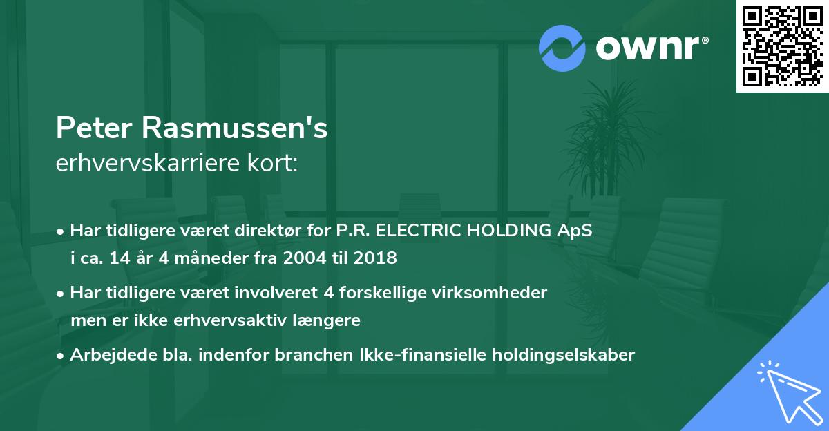 Peter Rasmussen's erhvervskarriere kort