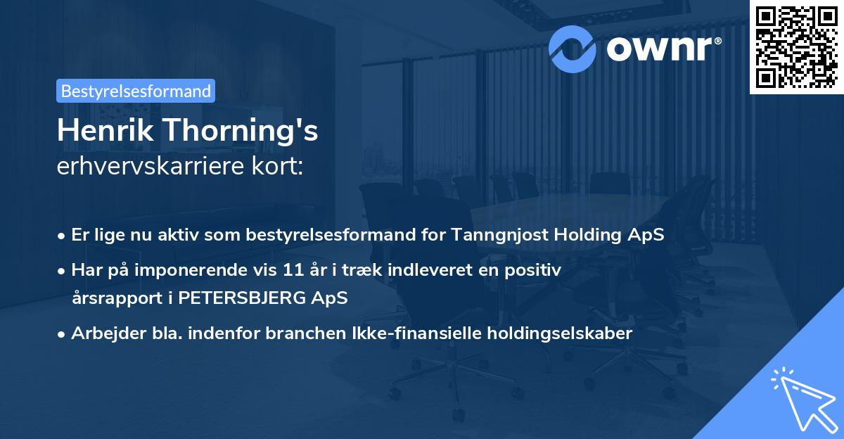 Henrik Thorning's erhvervskarriere kort