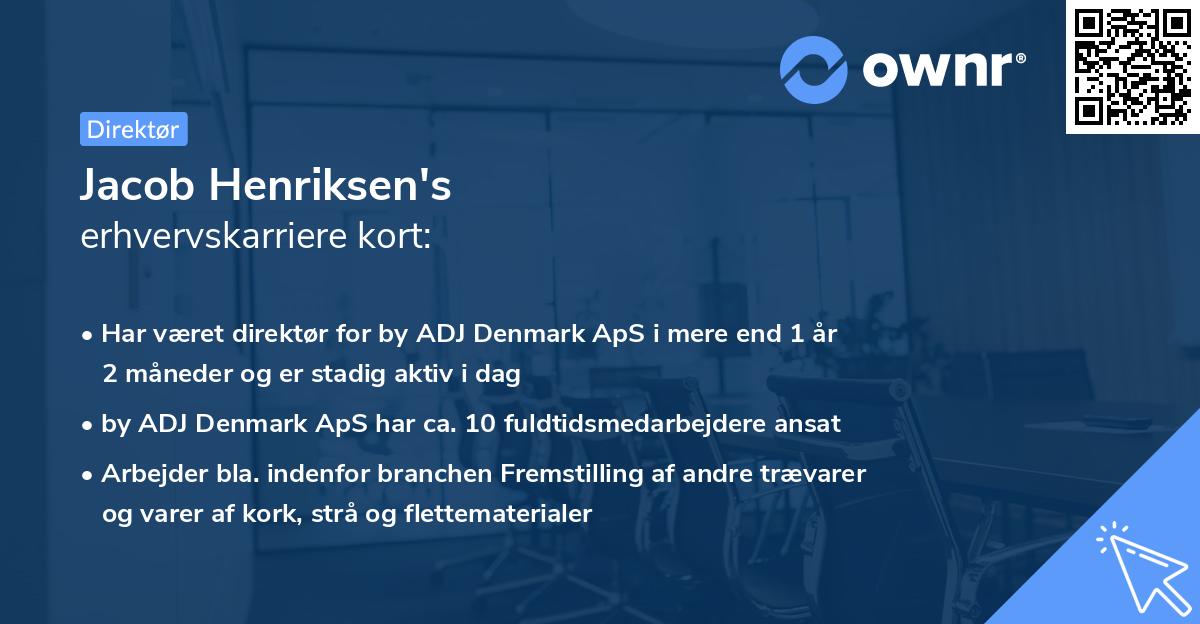 Jacob Henriksen's erhvervskarriere kort