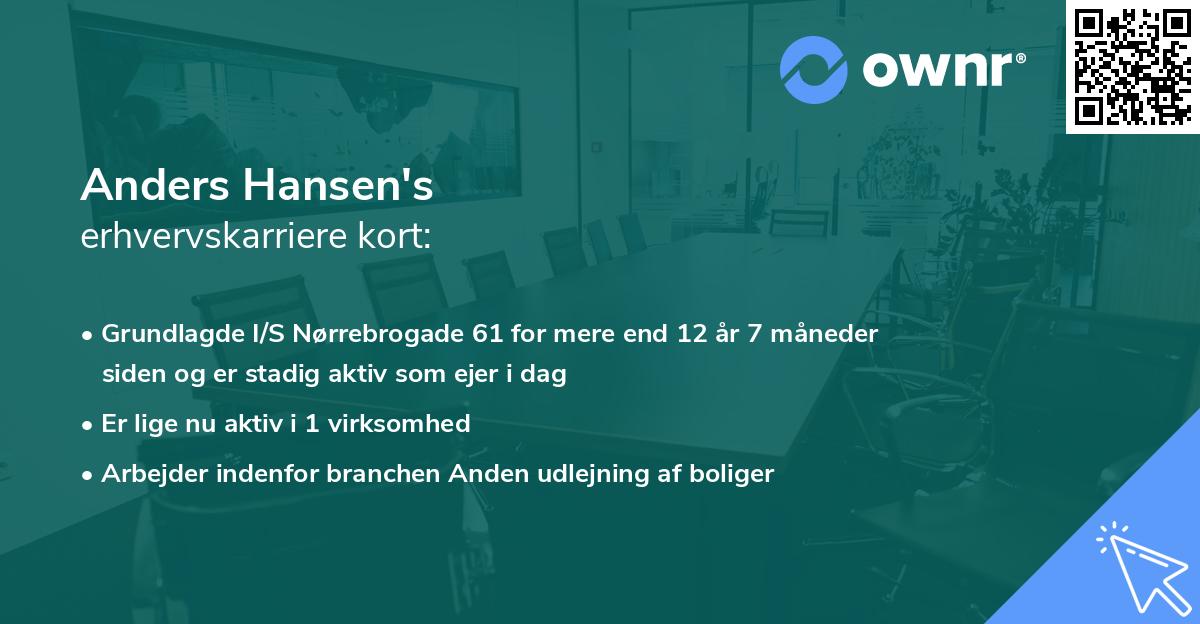 Anders Hansen's erhvervskarriere kort