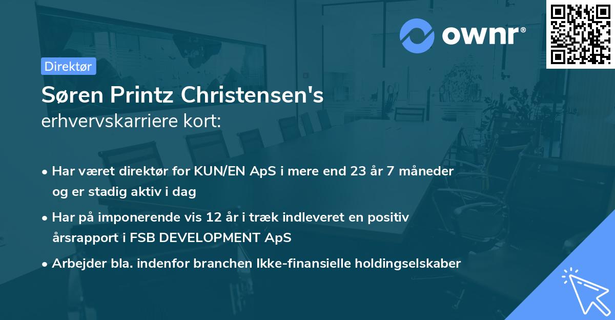 Søren Printz Christensen's erhvervskarriere kort
