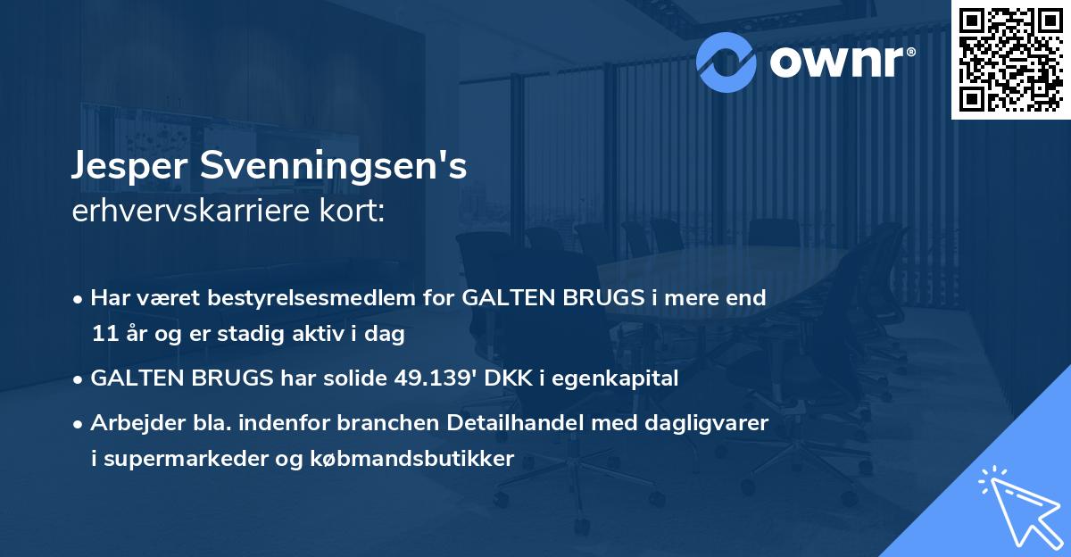 Jesper Svenningsen's erhvervskarriere kort