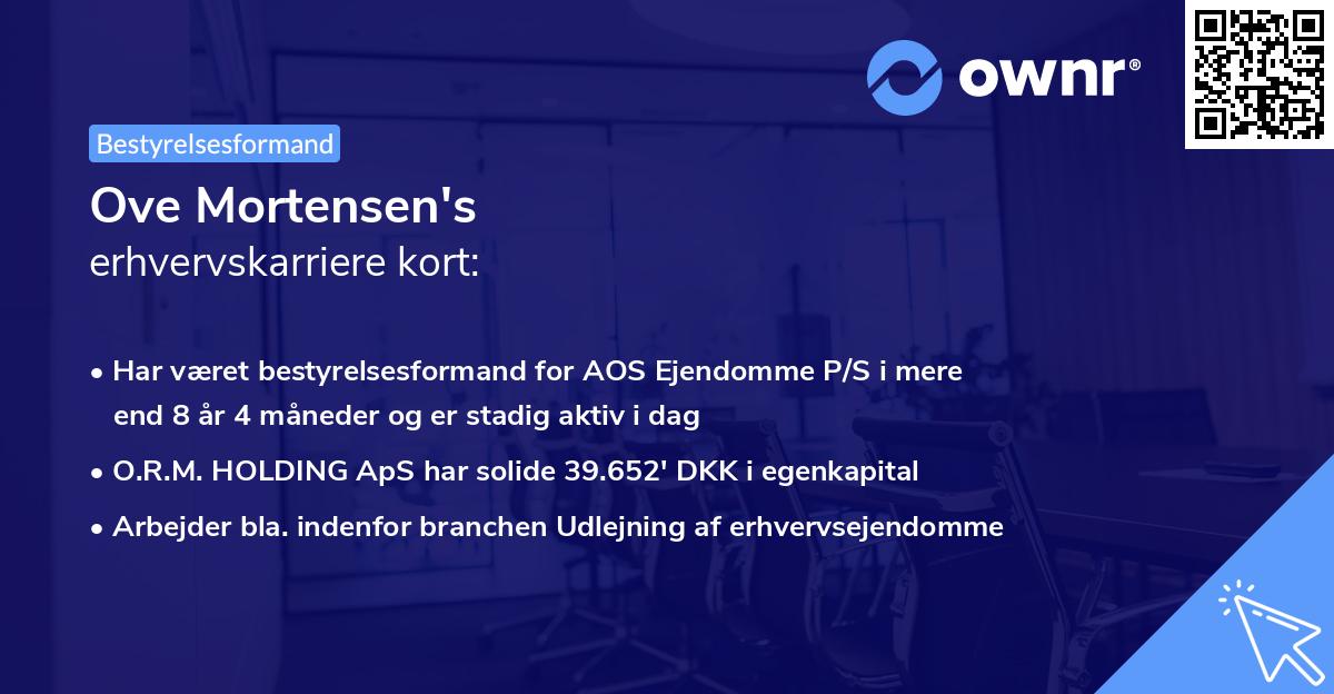 Ove Mortensen's erhvervskarriere kort