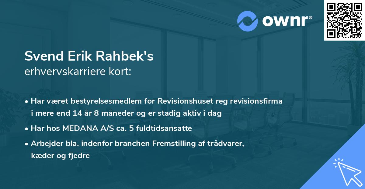 Svend Erik Rahbek's erhvervskarriere kort