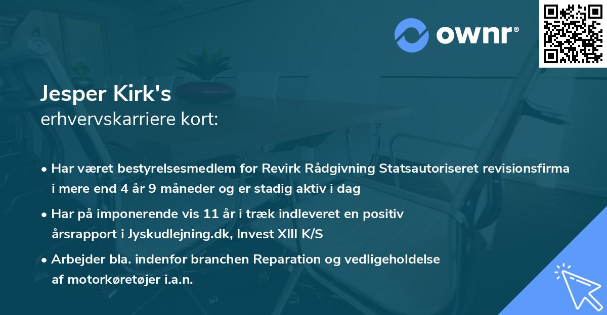 Jesper Kirk's erhvervskarriere kort