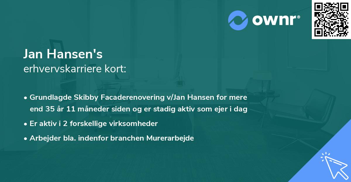 Jan Hansen's erhvervskarriere kort