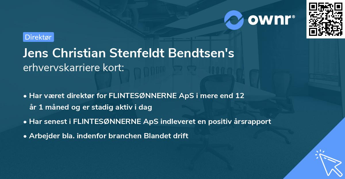 Jens Christian Stenfeldt Bendtsen's erhvervskarriere kort