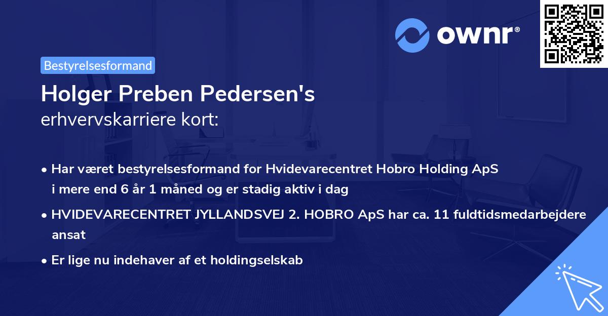 Holger Preben Pedersen's erhvervskarriere kort