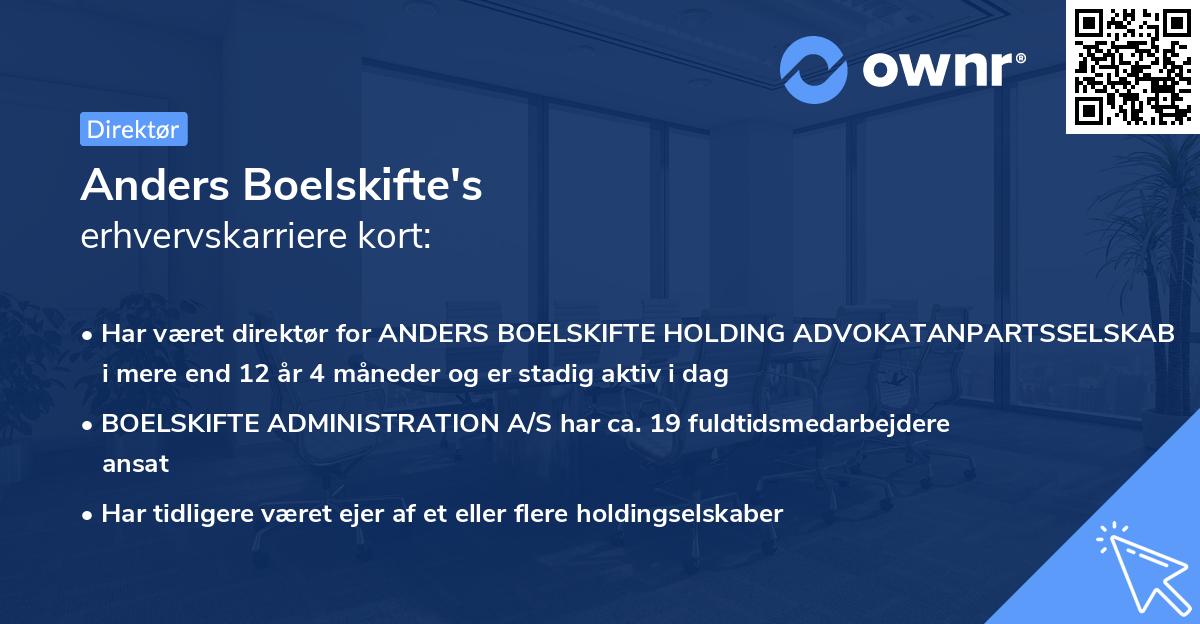 Anders Boelskifte's erhvervskarriere kort