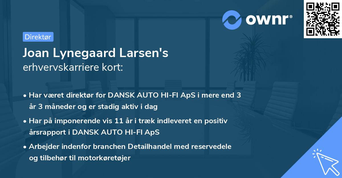 Joan Lynegaard Larsen's erhvervskarriere kort