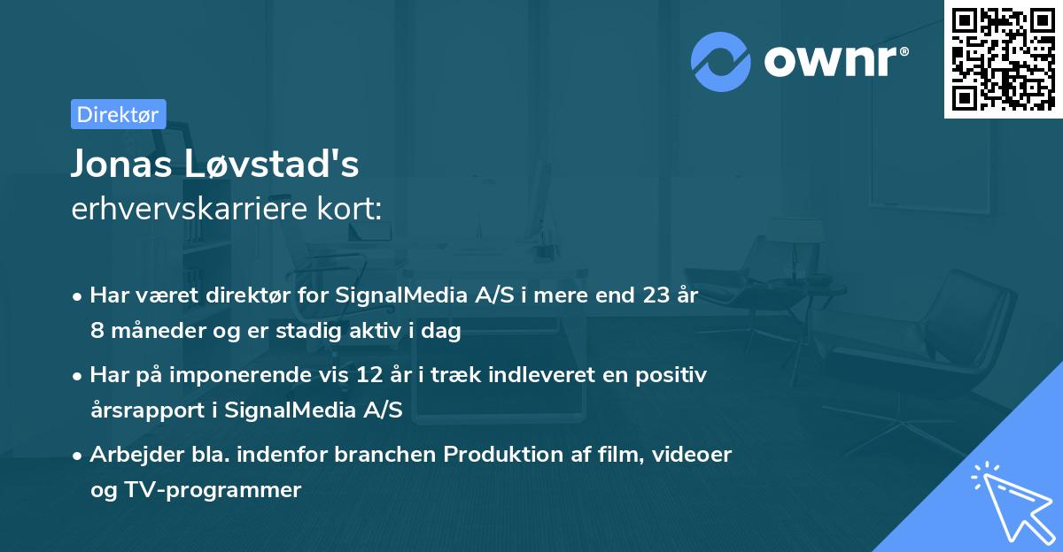 Jonas Løvstad's erhvervskarriere kort