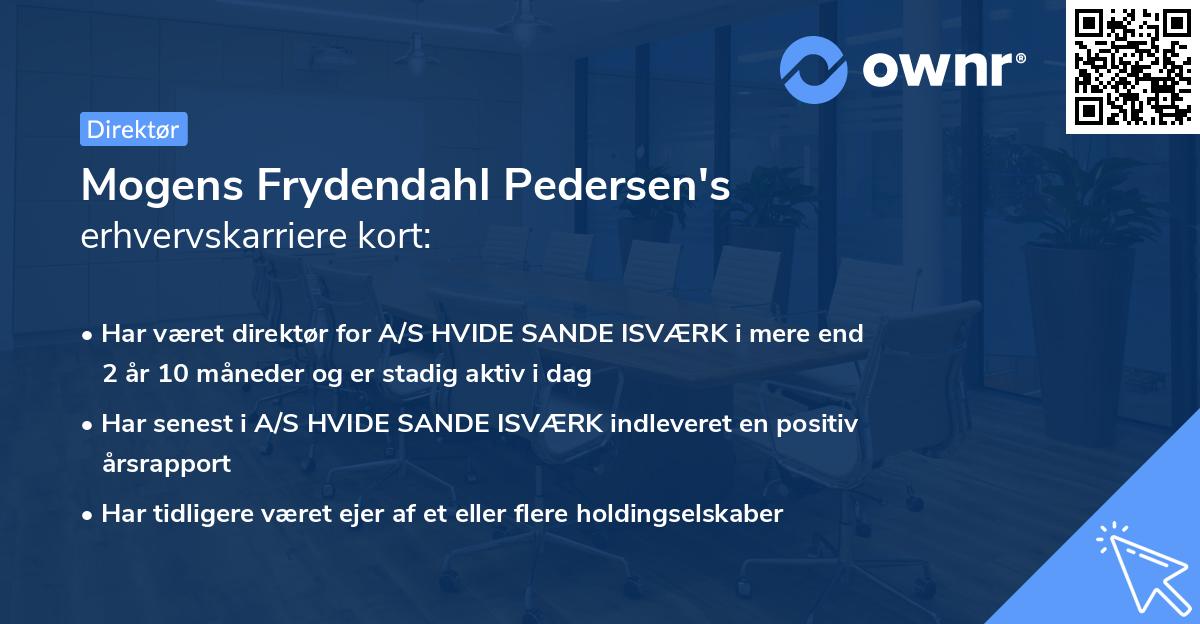 Mogens Frydendahl Pedersen's erhvervskarriere kort