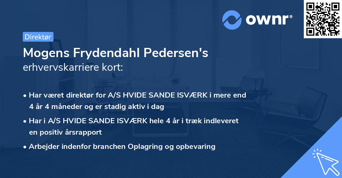 Mogens Frydendahl Pedersen's erhvervskarriere kort