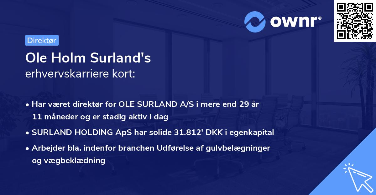 Ole Holm Surland's erhvervskarriere kort