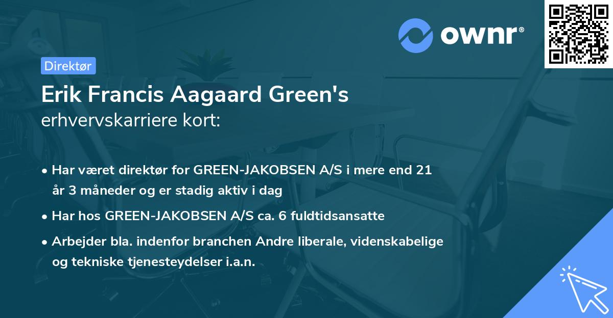 Erik Francis Aagaard Green's erhvervskarriere kort