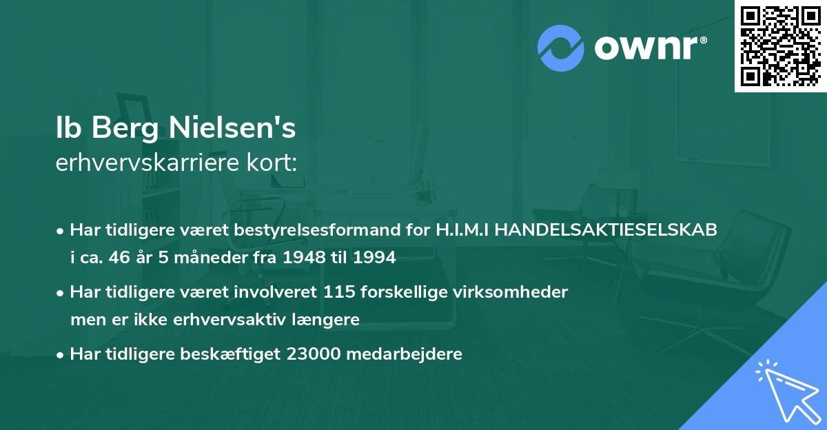 Ib Berg Nielsen's erhvervskarriere kort