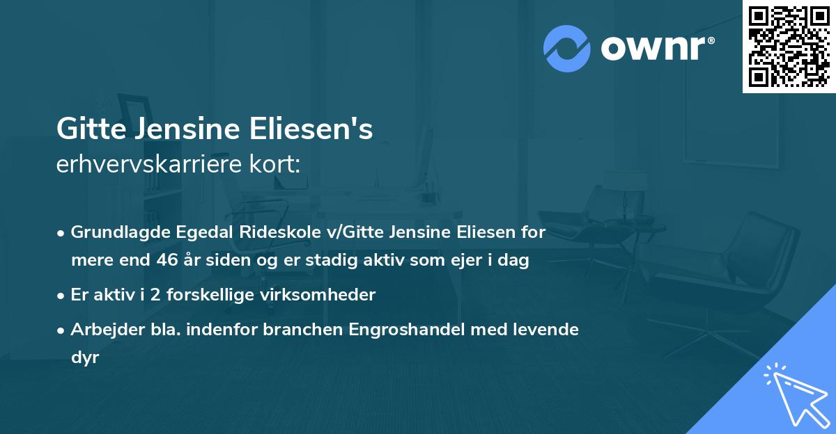 Gitte Jensine Eliesen's erhvervskarriere kort