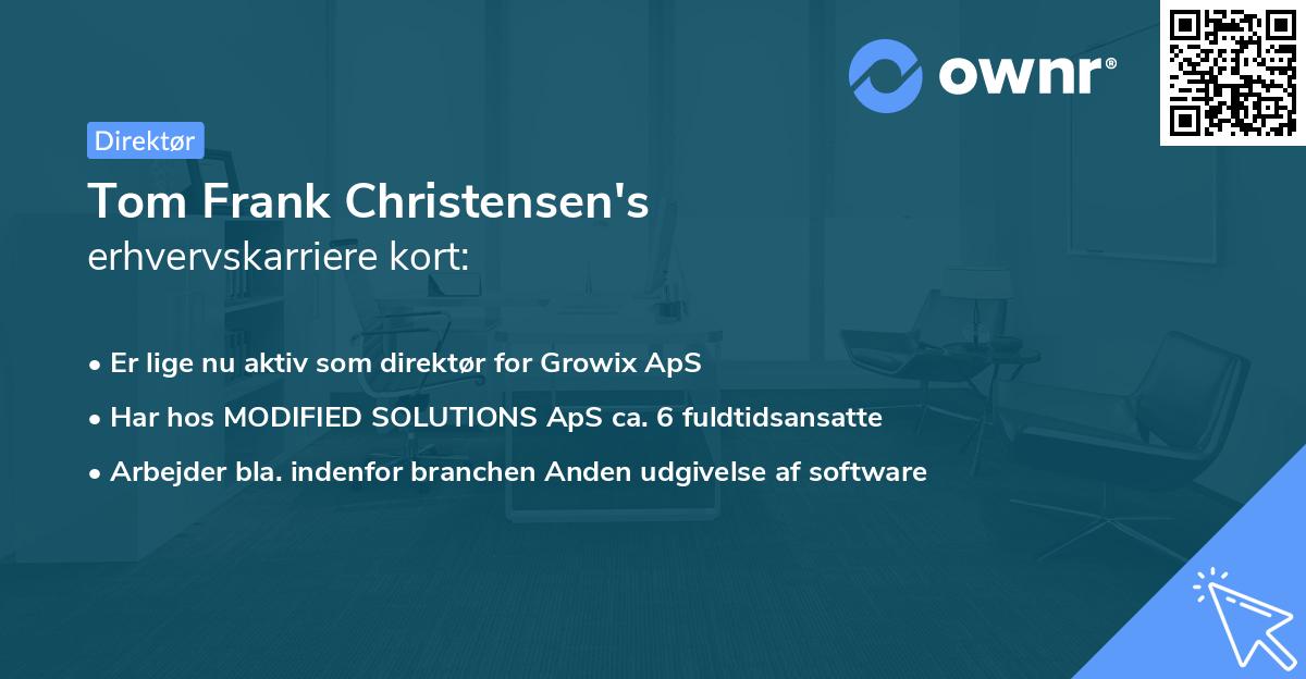 Tom Frank Christensen's erhvervskarriere kort