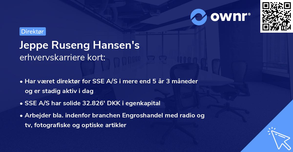 Jeppe Ruseng Hansen's erhvervskarriere kort