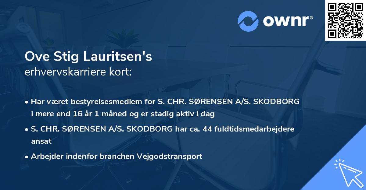 Ove Stig Lauritsen's erhvervskarriere kort
