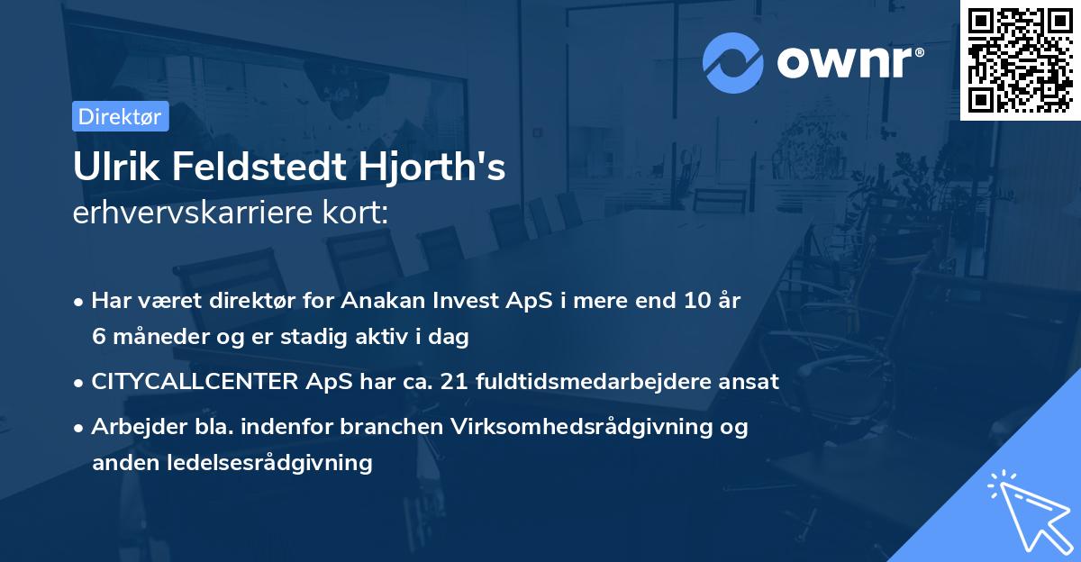 Ulrik Feldstedt Hjorth's erhvervskarriere kort