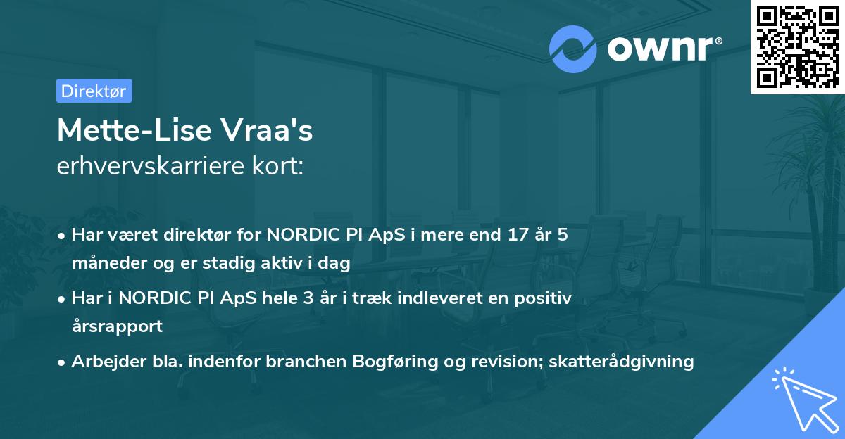 Mette-Lise Vraa's erhvervskarriere kort