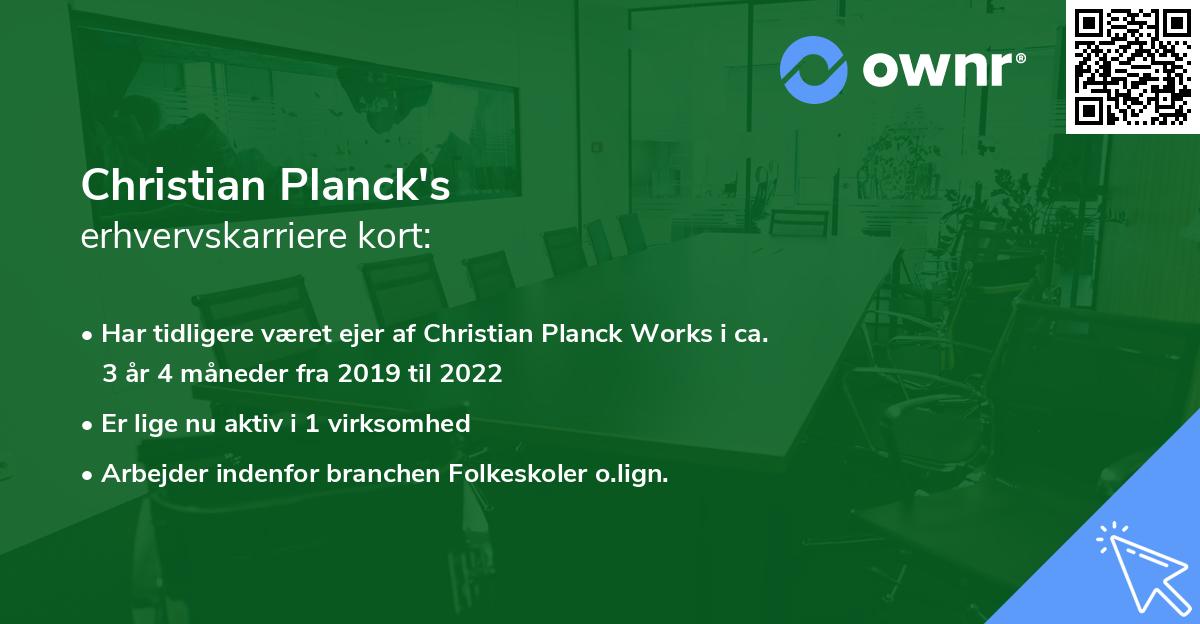 Christian Planck's erhvervskarriere kort