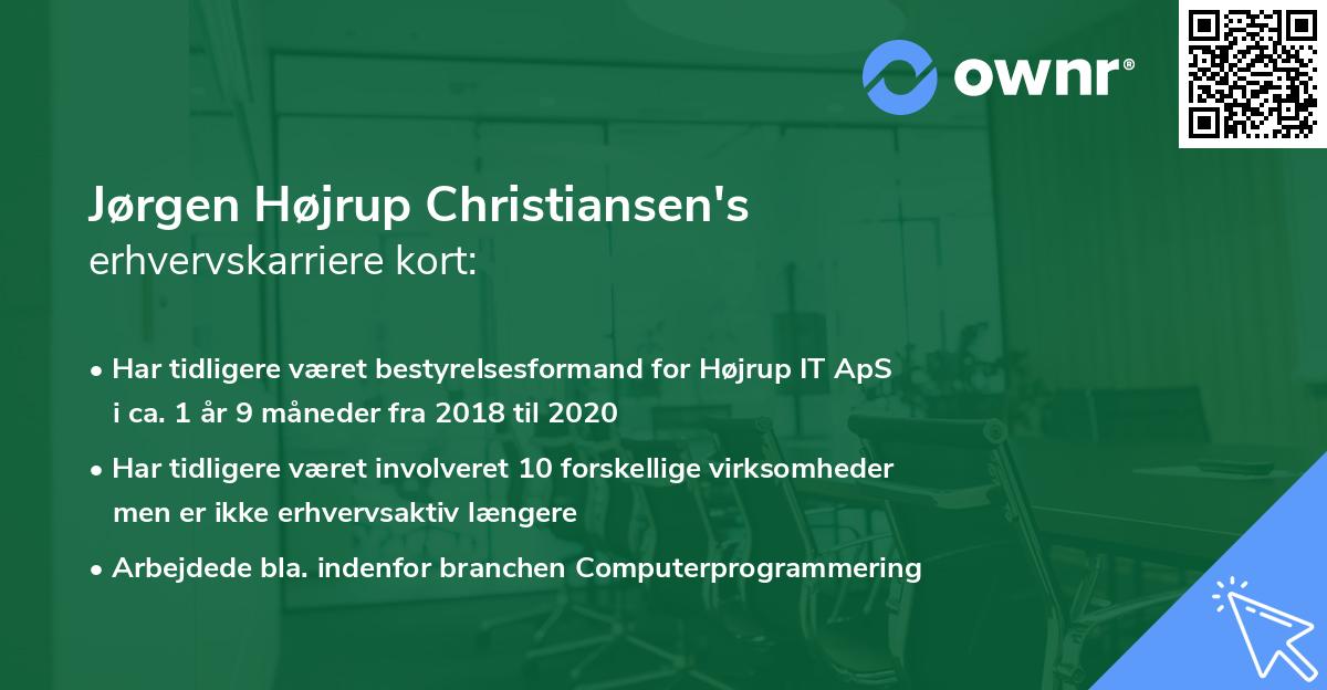Jørgen Højrup Christiansen's erhvervskarriere kort