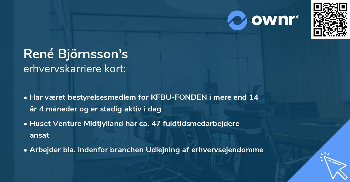 René Björnsson's erhvervskarriere kort