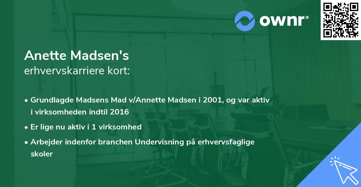 Anette Madsen's erhvervskarriere kort