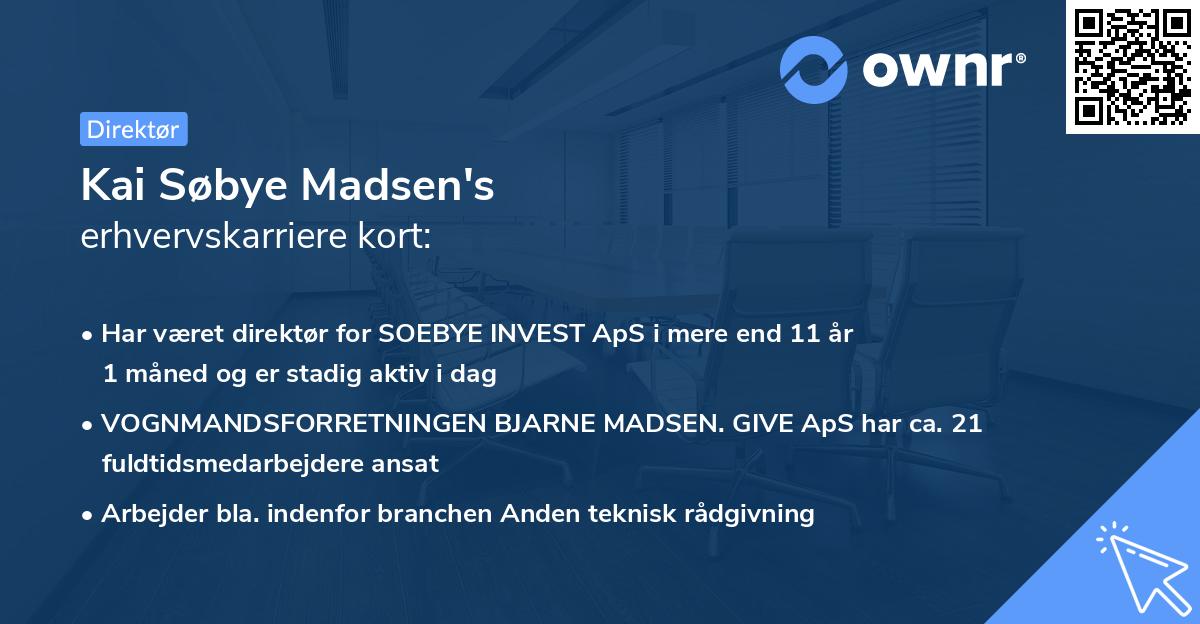 Kai Søbye Madsen's erhvervskarriere kort