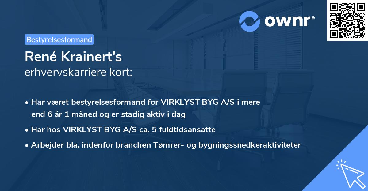 René Krainert's erhvervskarriere kort
