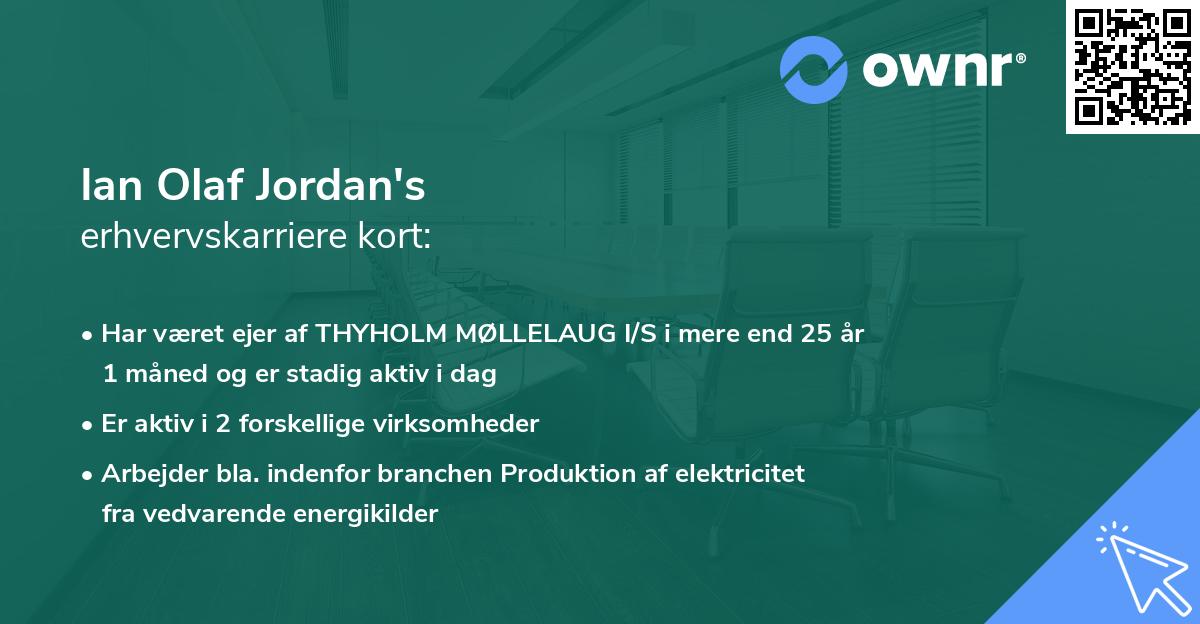 Ian Olaf Jordan's erhvervskarriere kort