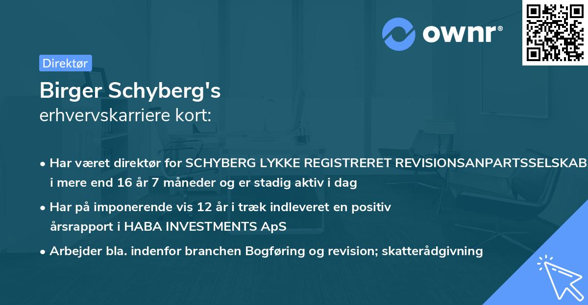 Birger Schyberg's erhvervskarriere kort