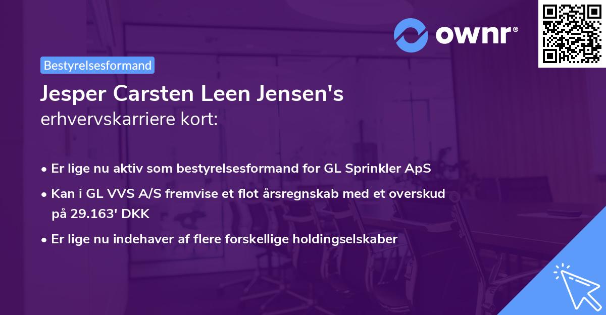 Jesper Carsten Leen Jensen's erhvervskarriere kort