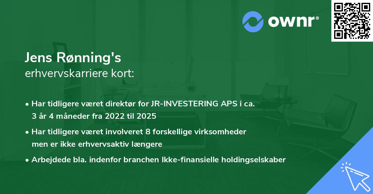 Jens Rønning's erhvervskarriere kort