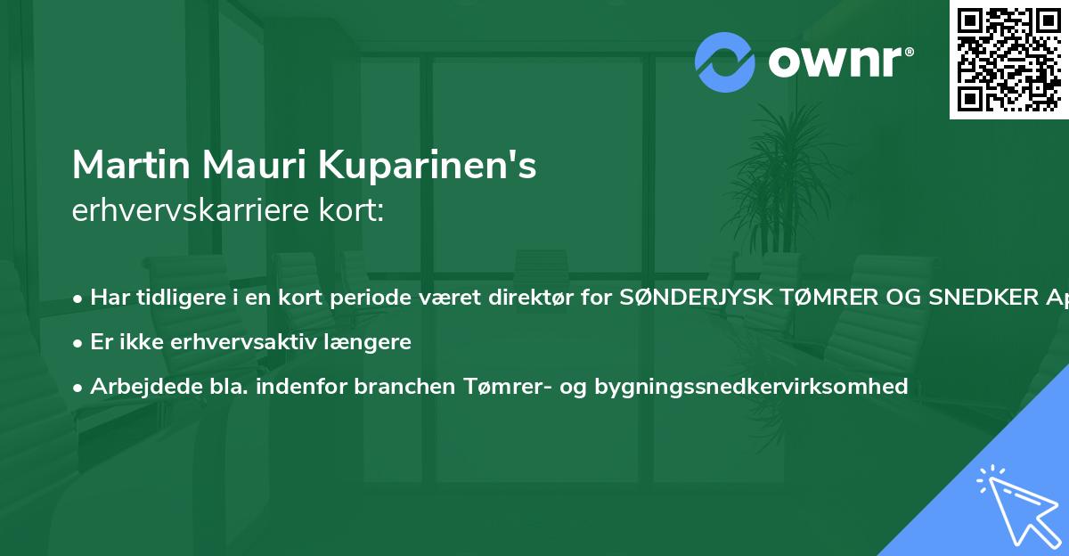 Martin Mauri Kuparinen's erhvervskarriere kort